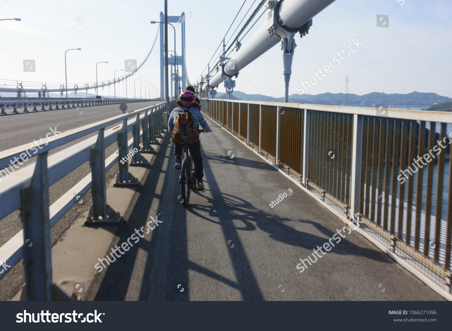 Cycling On Kurushima Kaikyo Ohashi Bridge Stock Photo Edit Now