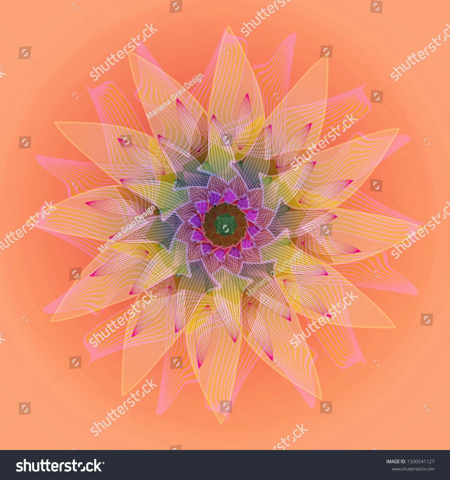 Dahlia Mandala Flower Pastel Colors Pallet Stock Illustration Shutterstock