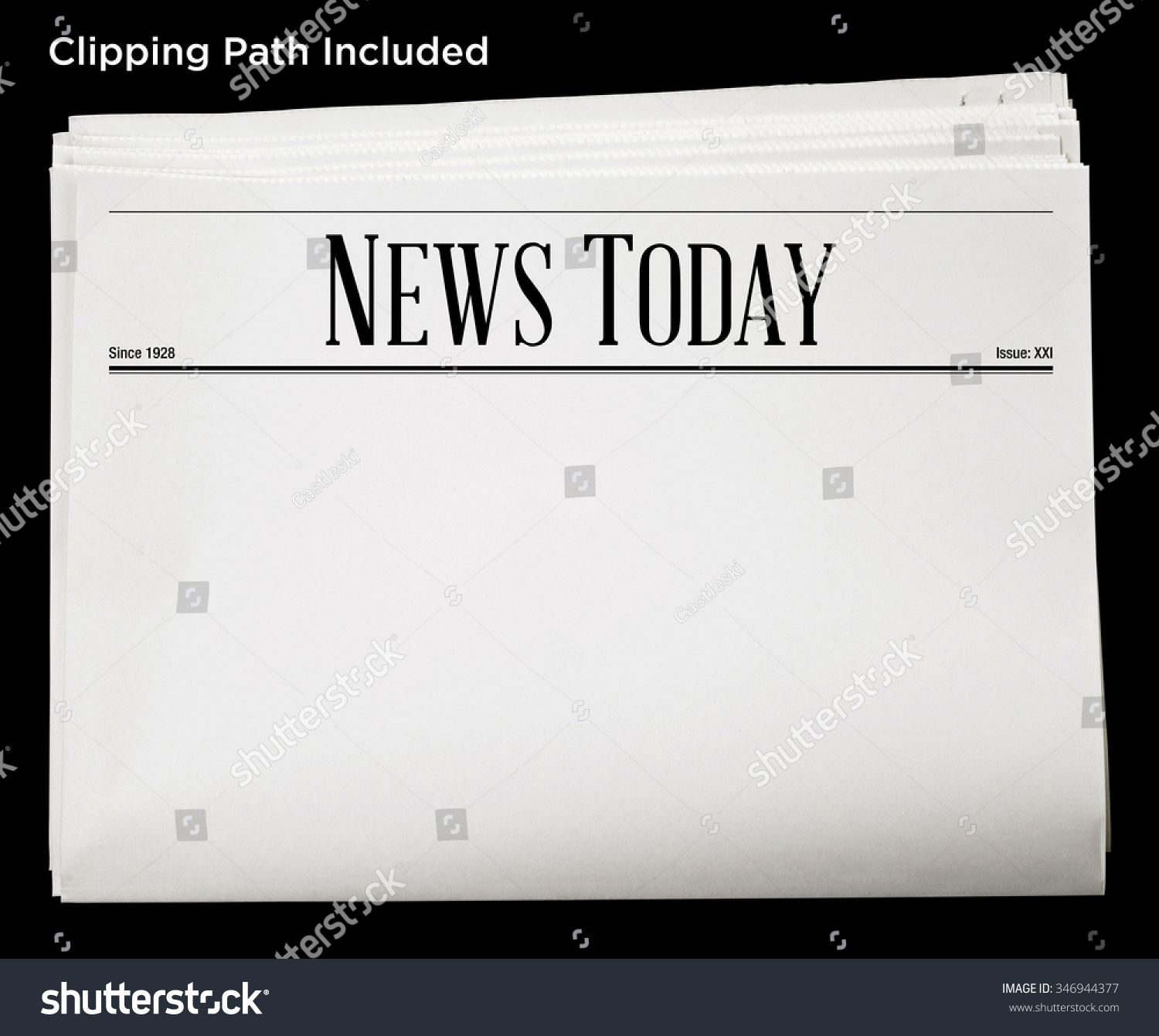 Daily Newspaper Blank Content Isolated With Clipping Path. Stock Photo ...