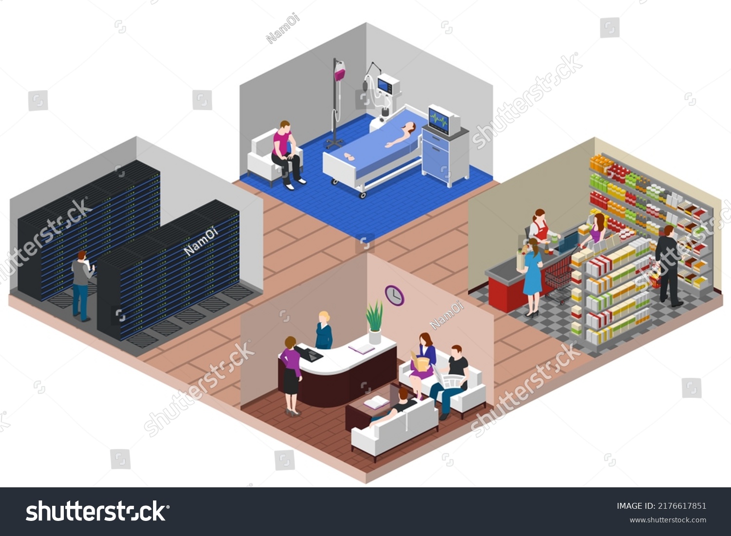 Daily Routine Isometric Flowchart Morning Work Stock Illustration ...