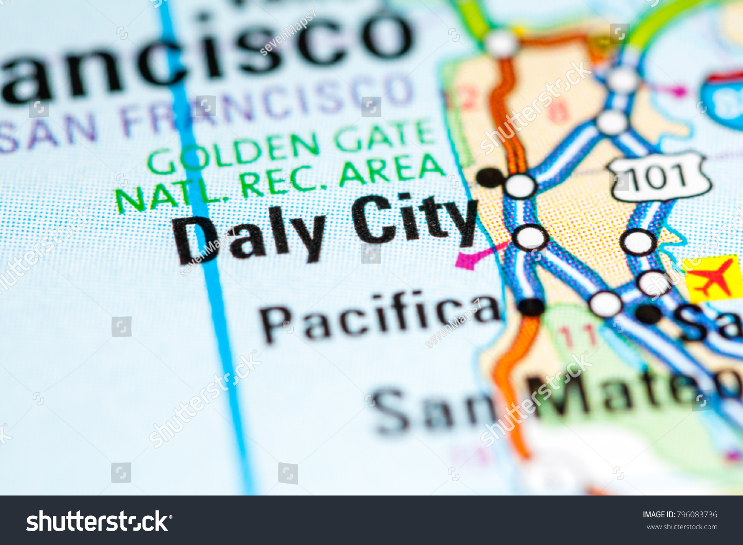 Daly City California Usa On Map Stock Photo Edit Now 796083736