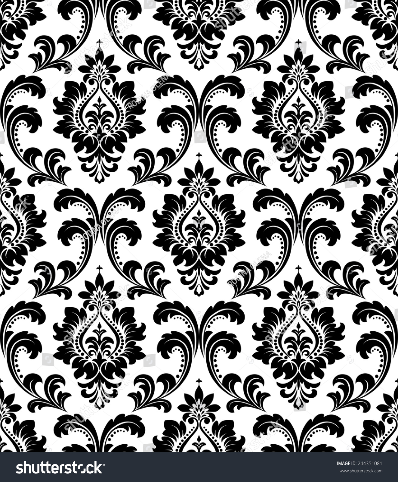 Damask Seamless Floral Pattern Royal Wallpaper Stock Illustration 244351081