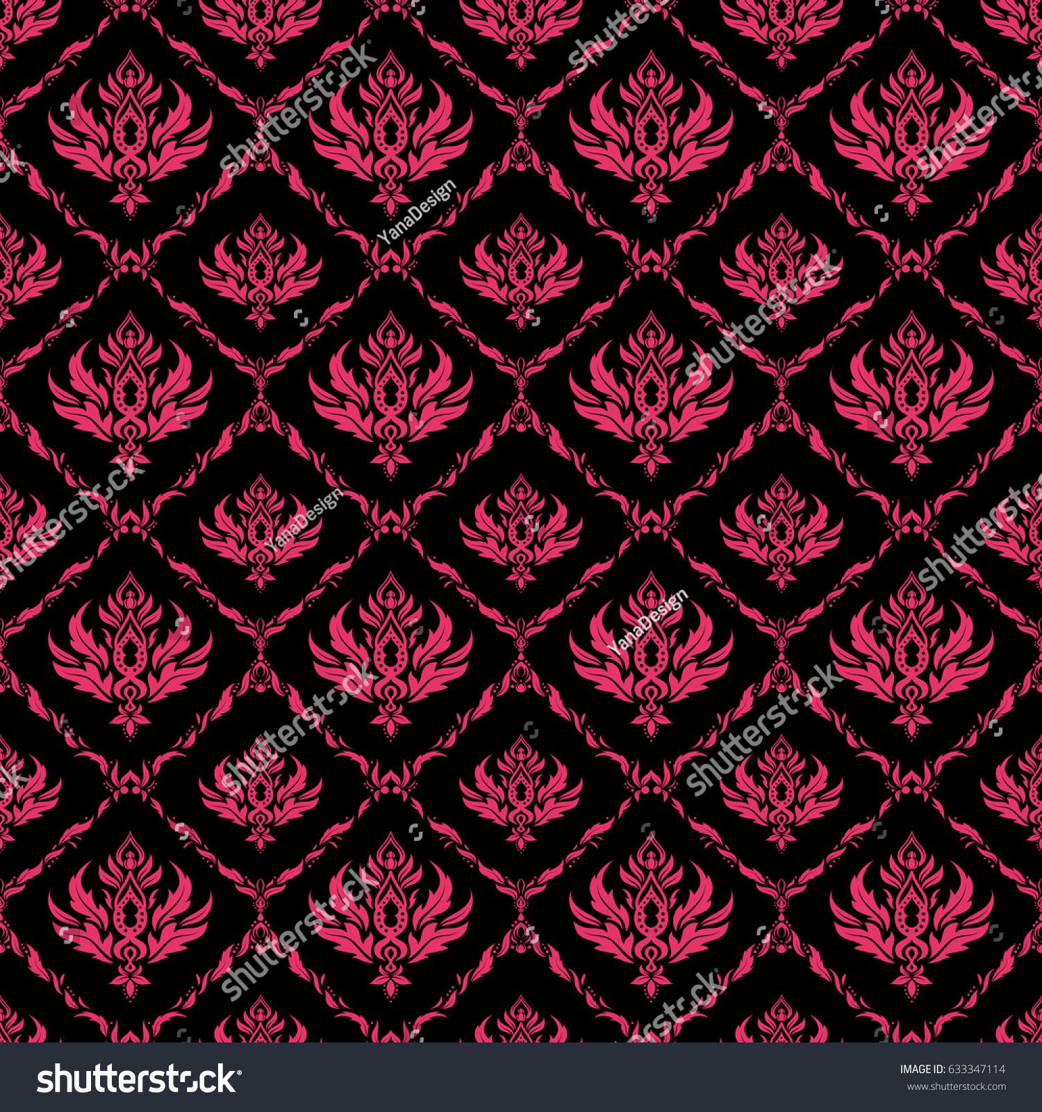 Damask Seamless Pattern Pink Colors Royal Stock Illustration