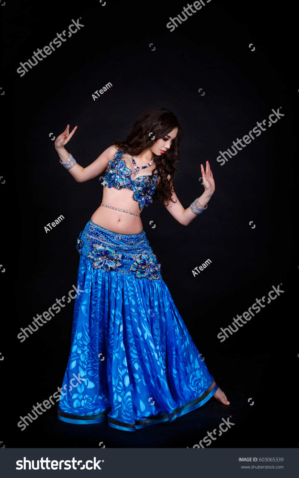 Dancing Arabian Woman Sexy Bellydancer Blue Stock Photo (Edit Now ...