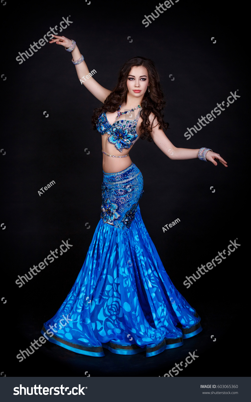 Dancing Arabian Woman Sexy Bellydancer Blue Stock Photo (edit Now 