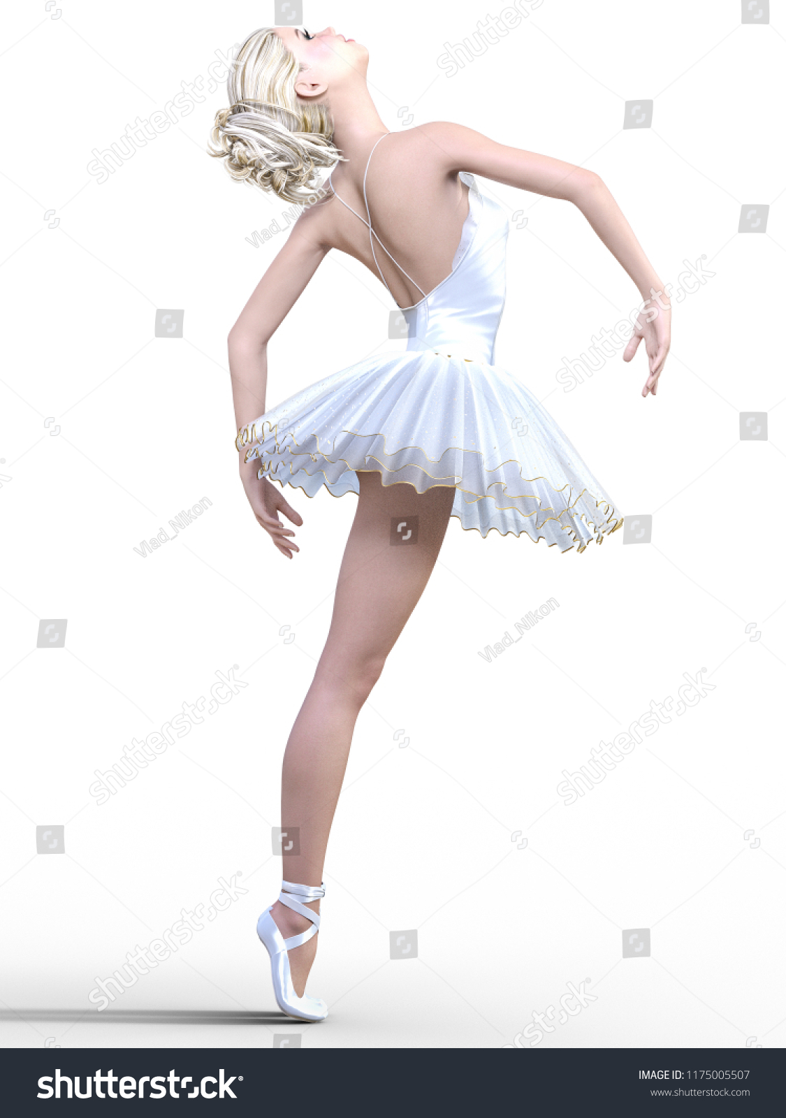 Dancing Ballerina 3d White Ballet Tutu Stock Illustration 1175005507