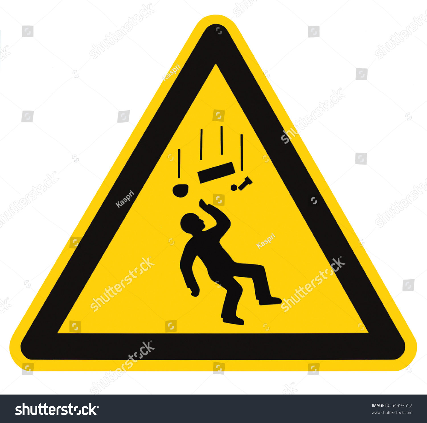 Danger Falling Objects Warning Sign Isolated, Black Drop Triangle Over ...