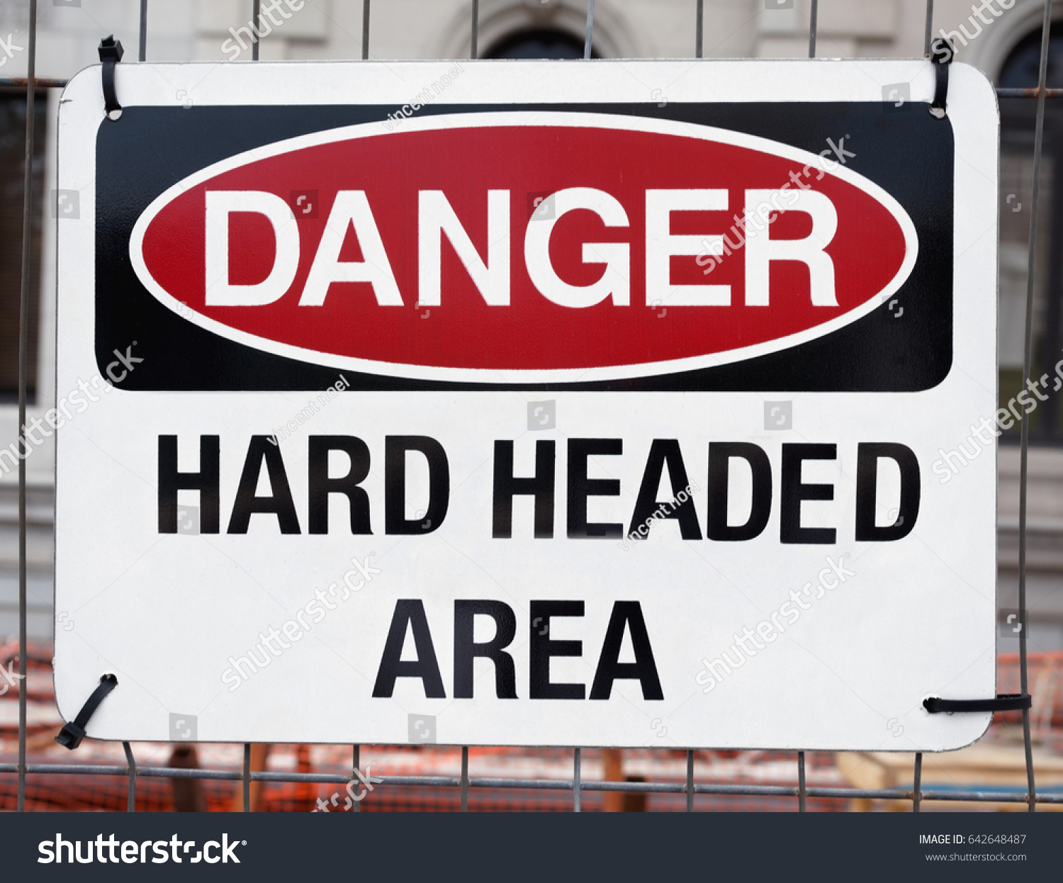 Danger Hard Headed Area Danger Sign Stock Photo Edit Now