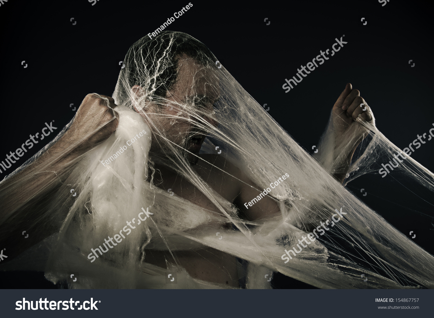 Dangerous Naked Man Caught Spider Web Stock Photo Edit Now