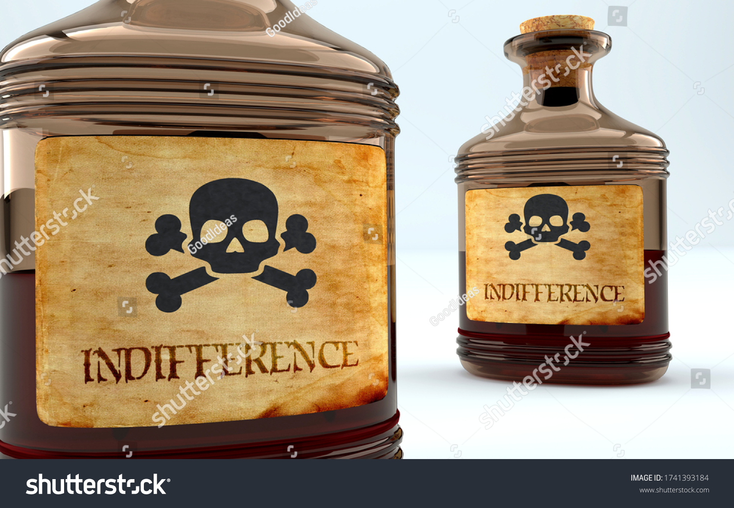 Dangers Harms Indifference Pictured Poison Bottle 库存插图 1741393184