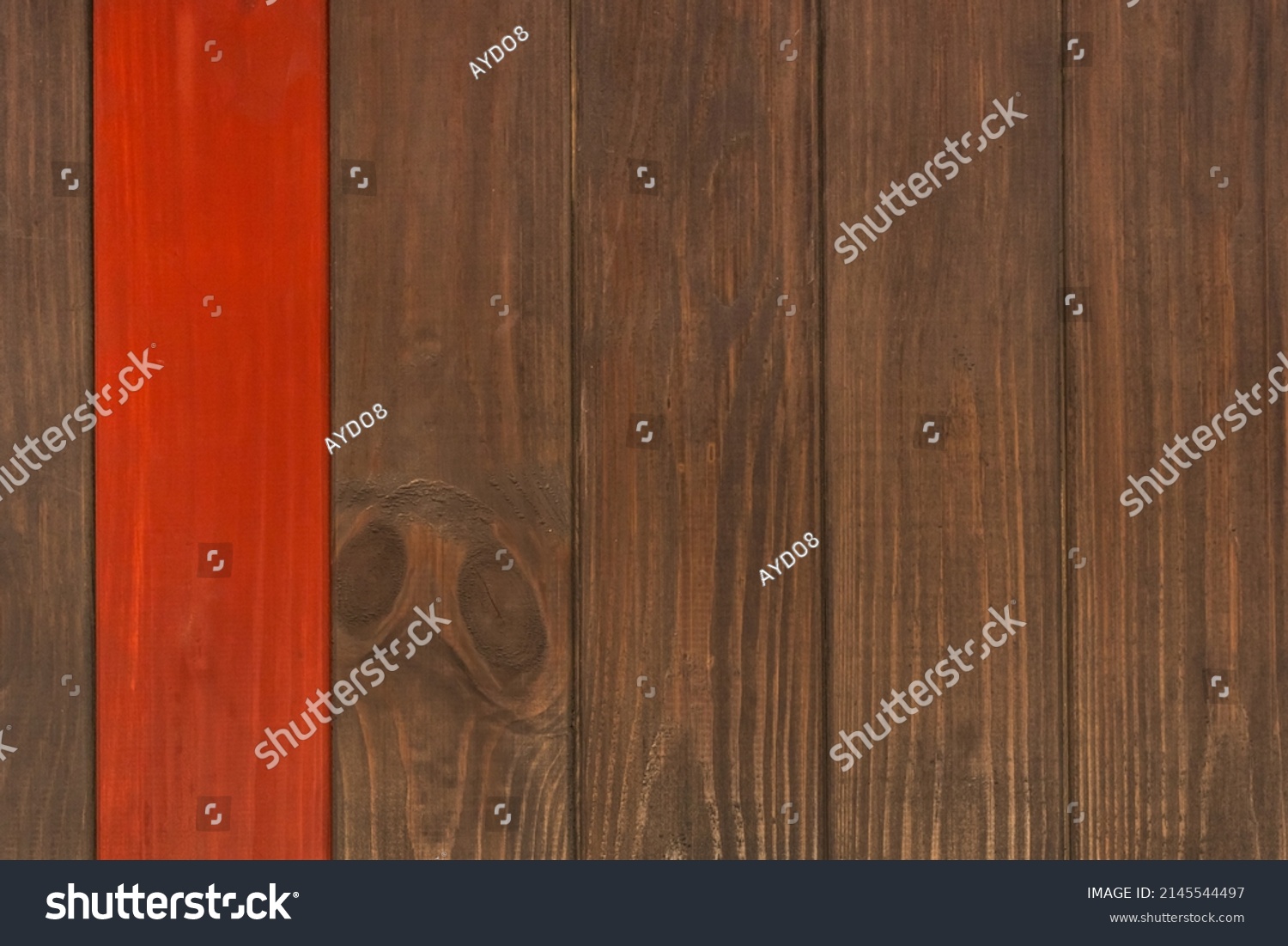 Dark Brown Wooden Texture Decorative Fence Stock Photo 2145544497   Stock Photo Dark Brown Wooden Texture Decorative Fence Design With Red Paint Background Wood 2145544497 