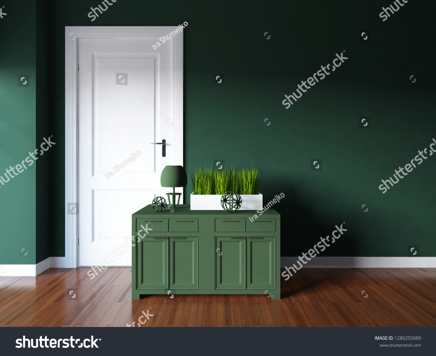 Dark Green Empty Interior Dresser Other Stock Illustration 1286255089