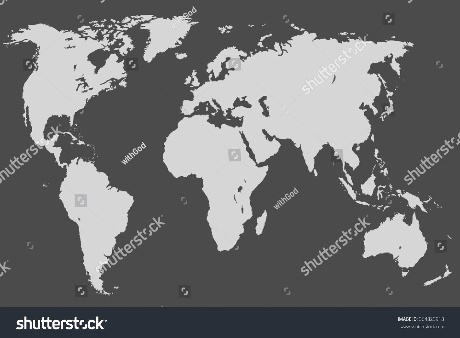 Dark Grey Map World Over Grey Stock Illustration 364823918