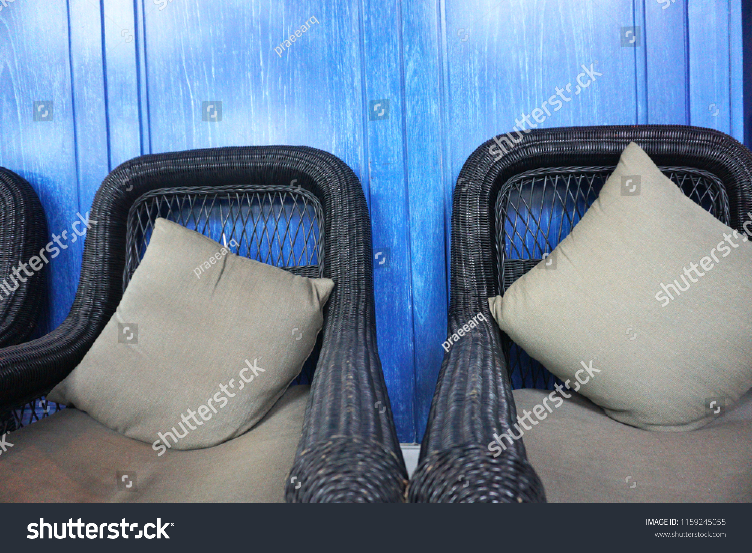 Dark Grey Wicker Chair Rattan Chair Stock Photo Edit Now 1159245055