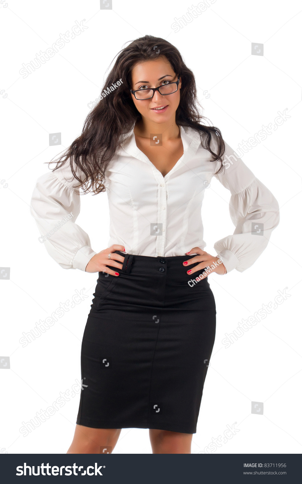 Dark Haired White Blouse Black Skirt Stock Photo 83711956 - Shutterstock