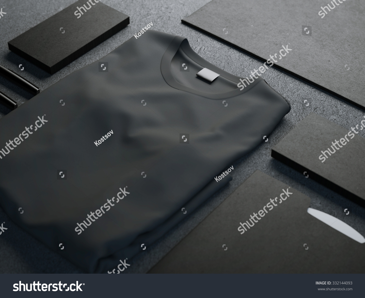 Download Dark Mockup With Blank T-Shirt Stock Photo 332144093 ...