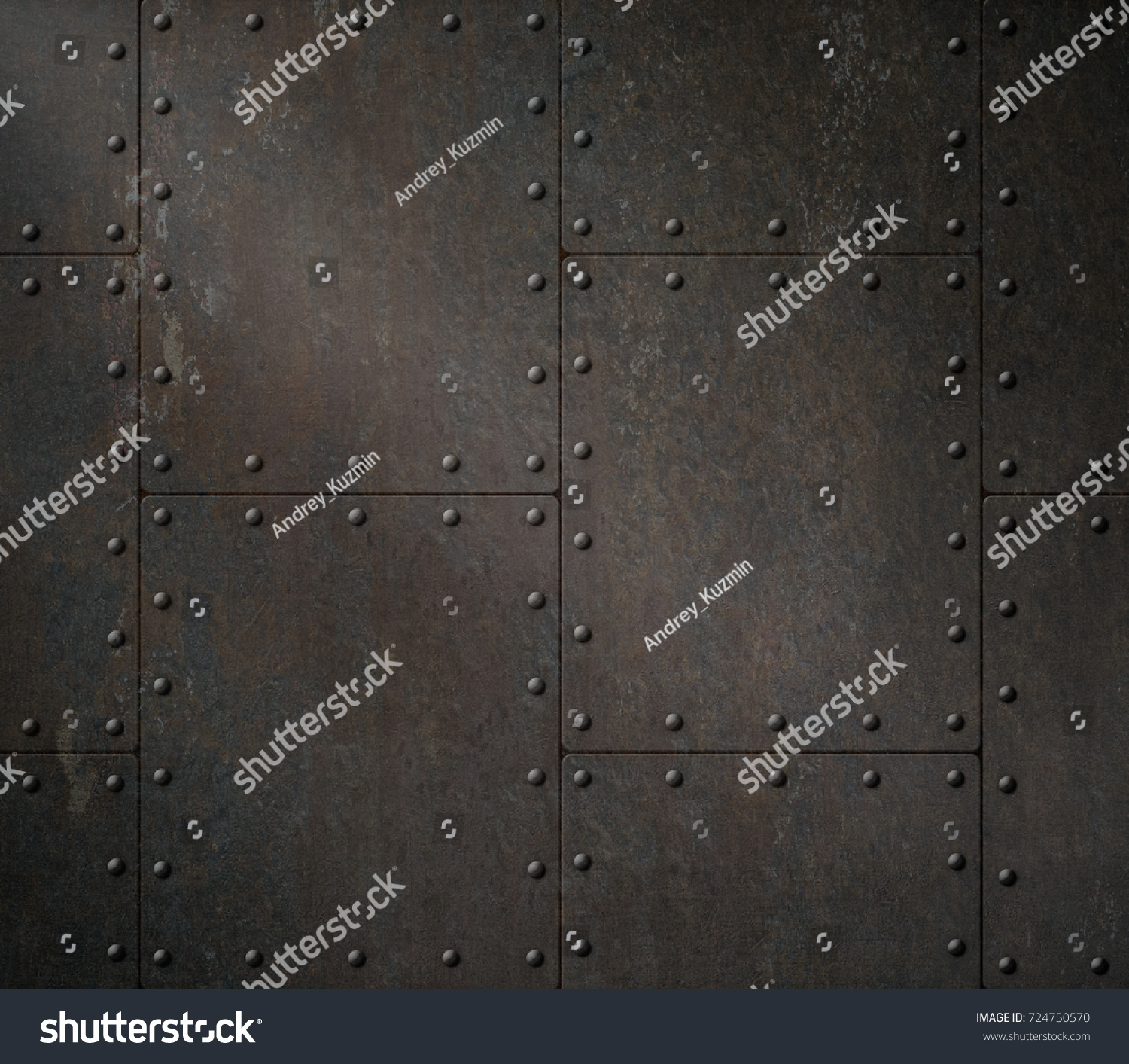 Dark Rusty Armour Background Rivets 3d Stock Illustration 724750570 ...