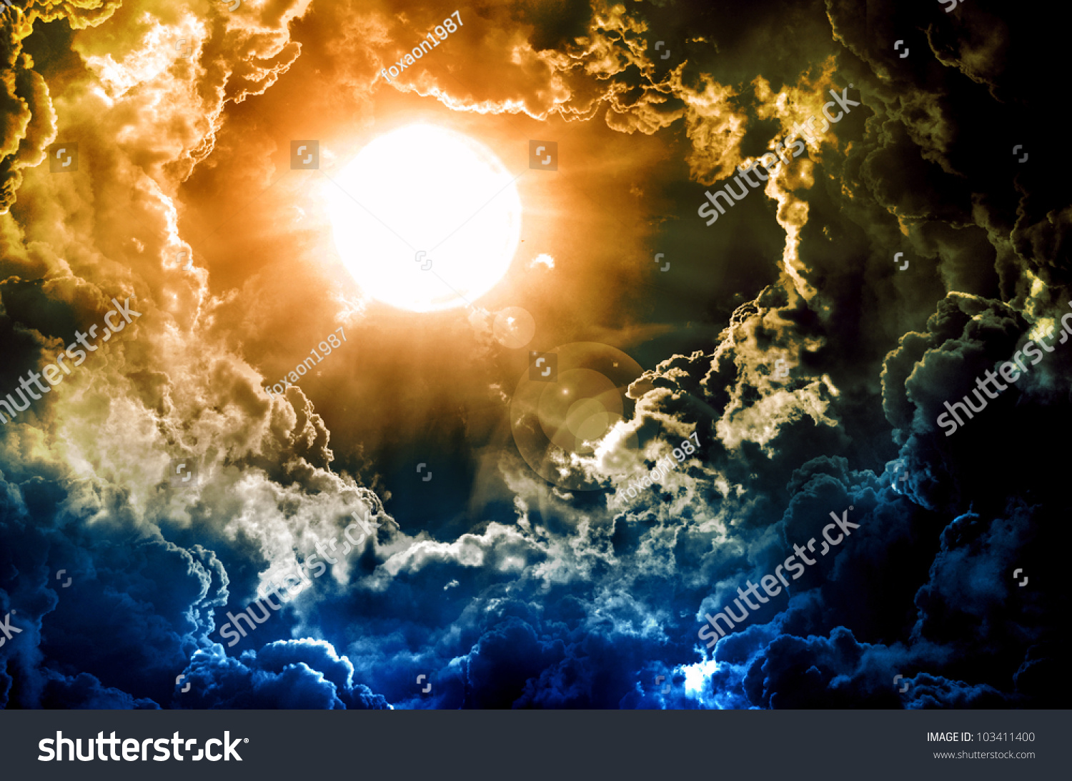 Dark Sky With Sun Stock Photo 103411400 : Shutterstock