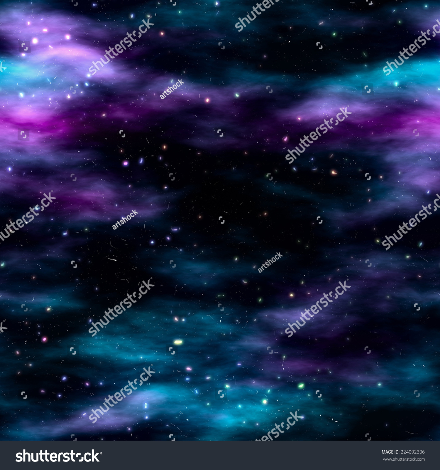 Dark Space Nebula With Stars Background, Seamless Pattern. Stock Photo ...