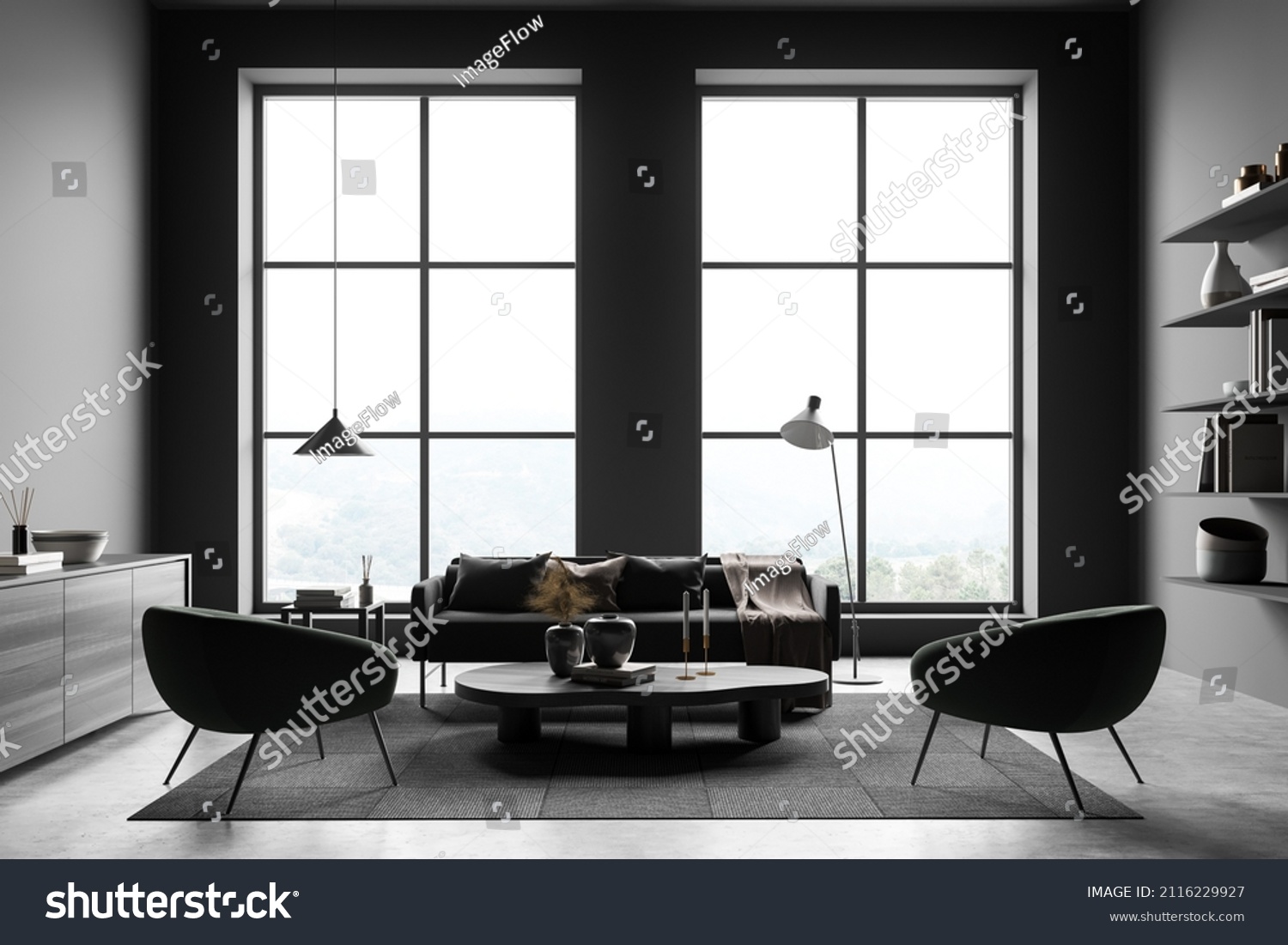 Dark Waiting Room Interior Sofa Two Stock Illustration 2116229927 ...