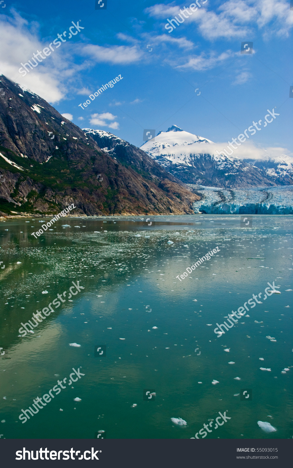 Dawes Glacier At Endicott Arm Fjord, Alaska Stock Photo 55093015 ...