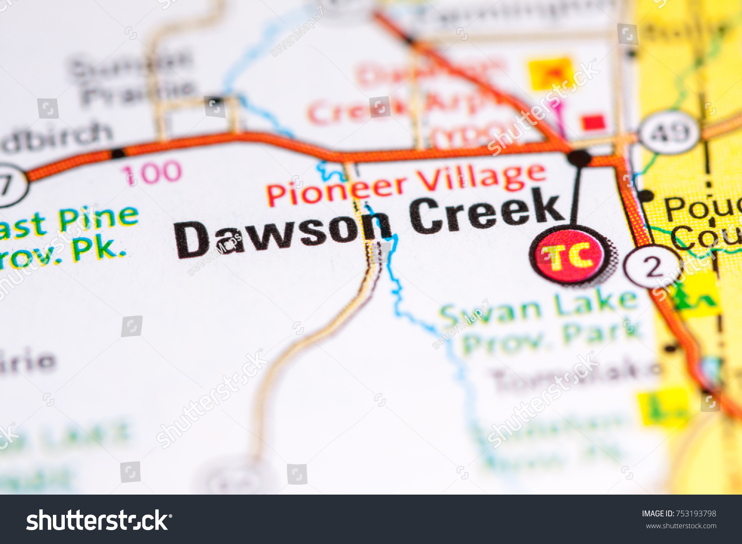 Dawson Creek Canada Map Dawson Creek Canada On Map Stock Photo 753193798 | Shutterstock