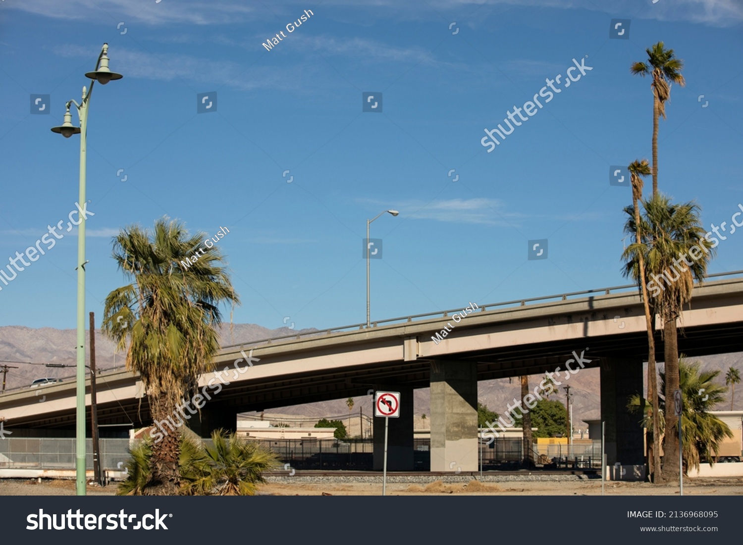Daytime View Palm Trees Downtown Indio Stock Photo 2136968095