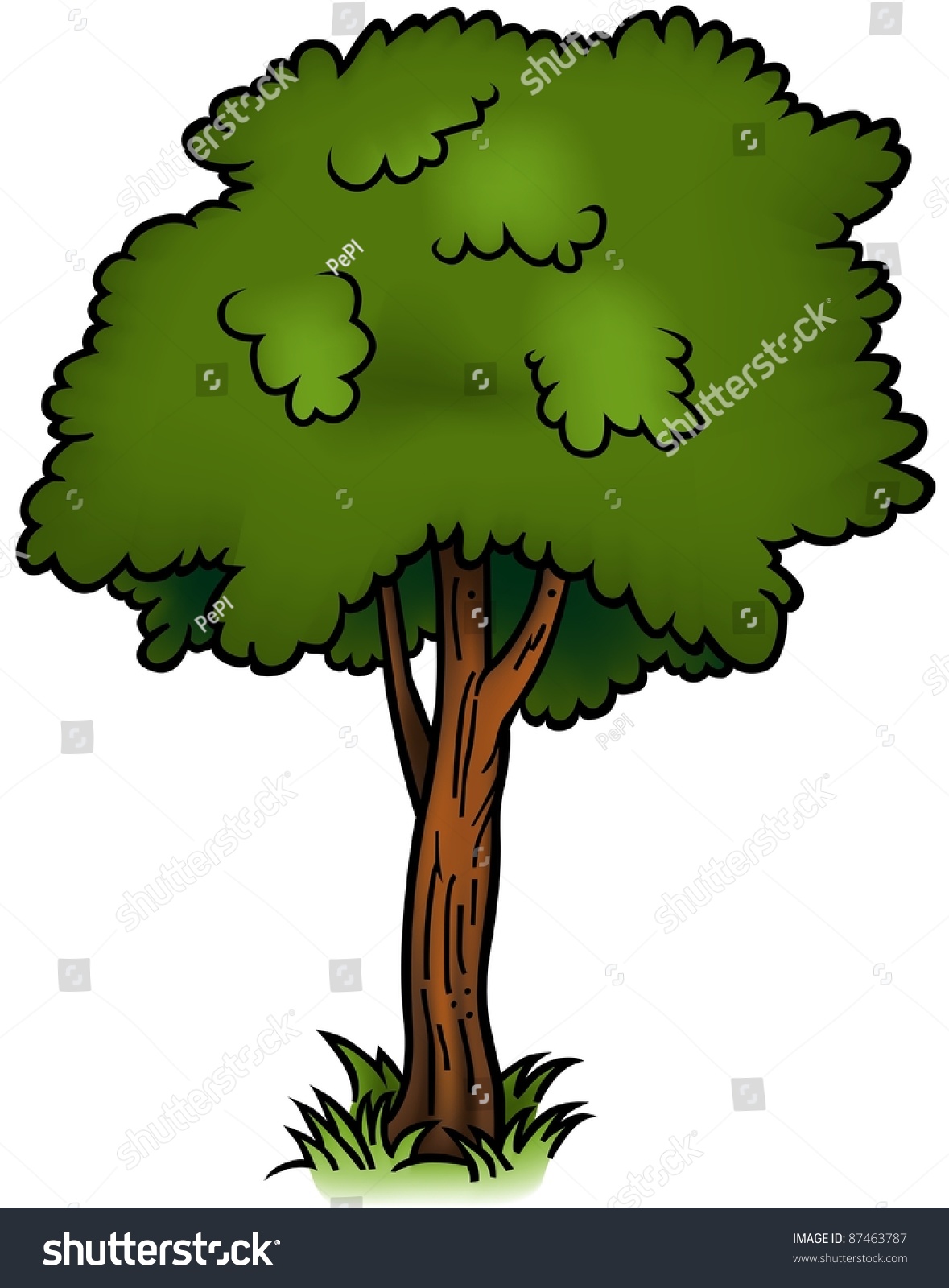 Deciduous Tree Colored Cartoon Illustration Stock Illustration 87463787 ...