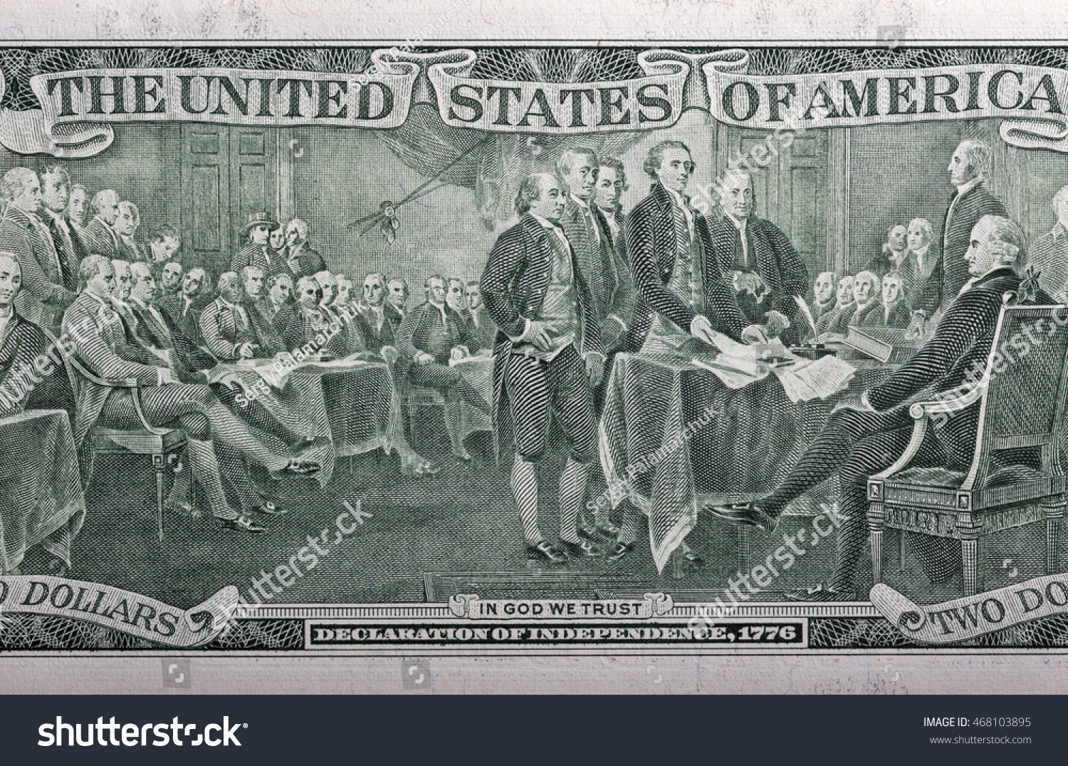 Declaration Of Independence, 1776 On The Back Of A Two Dollar Bill ...