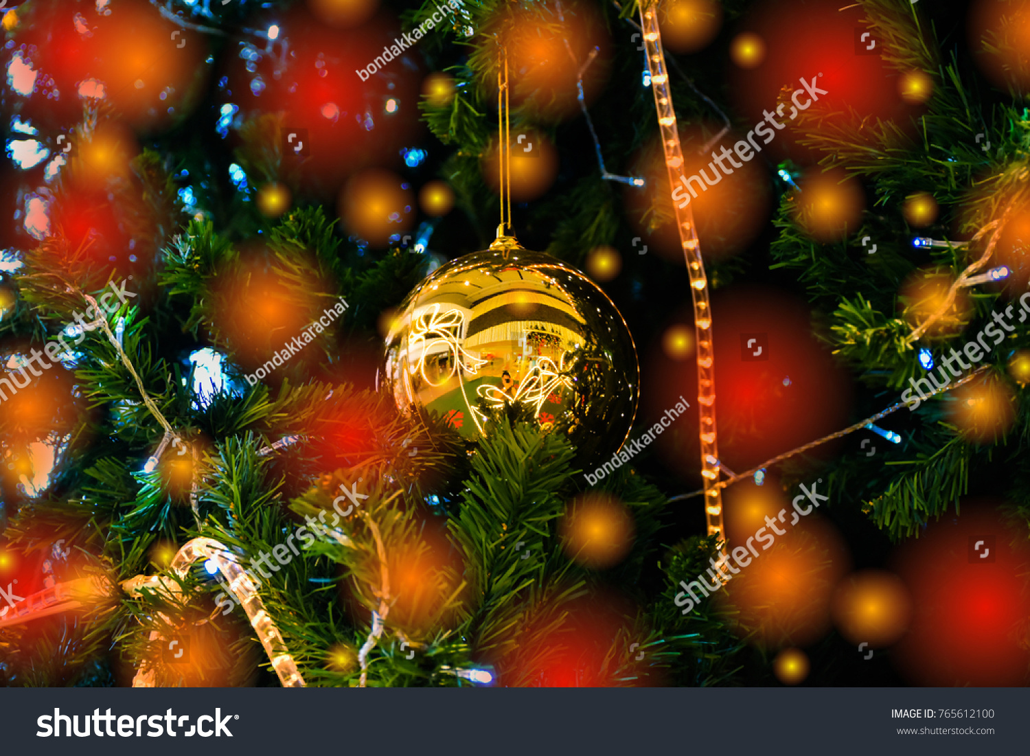 Download Decorated Christmas Tree On Blurred Bokeh Stock Photo Edit Now 765612100 3D SVG Files Ideas | SVG, Paper Crafts, SVG File