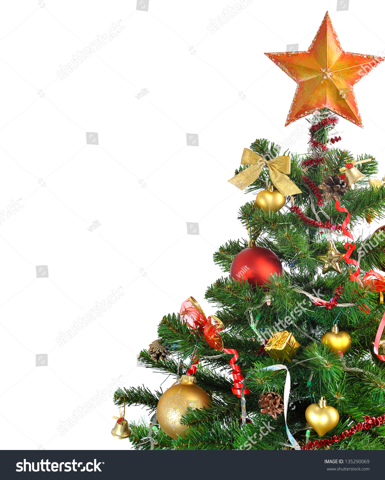 Decorated Christmas Tree On White Background Stock Photo 135290069 : Shutterstock