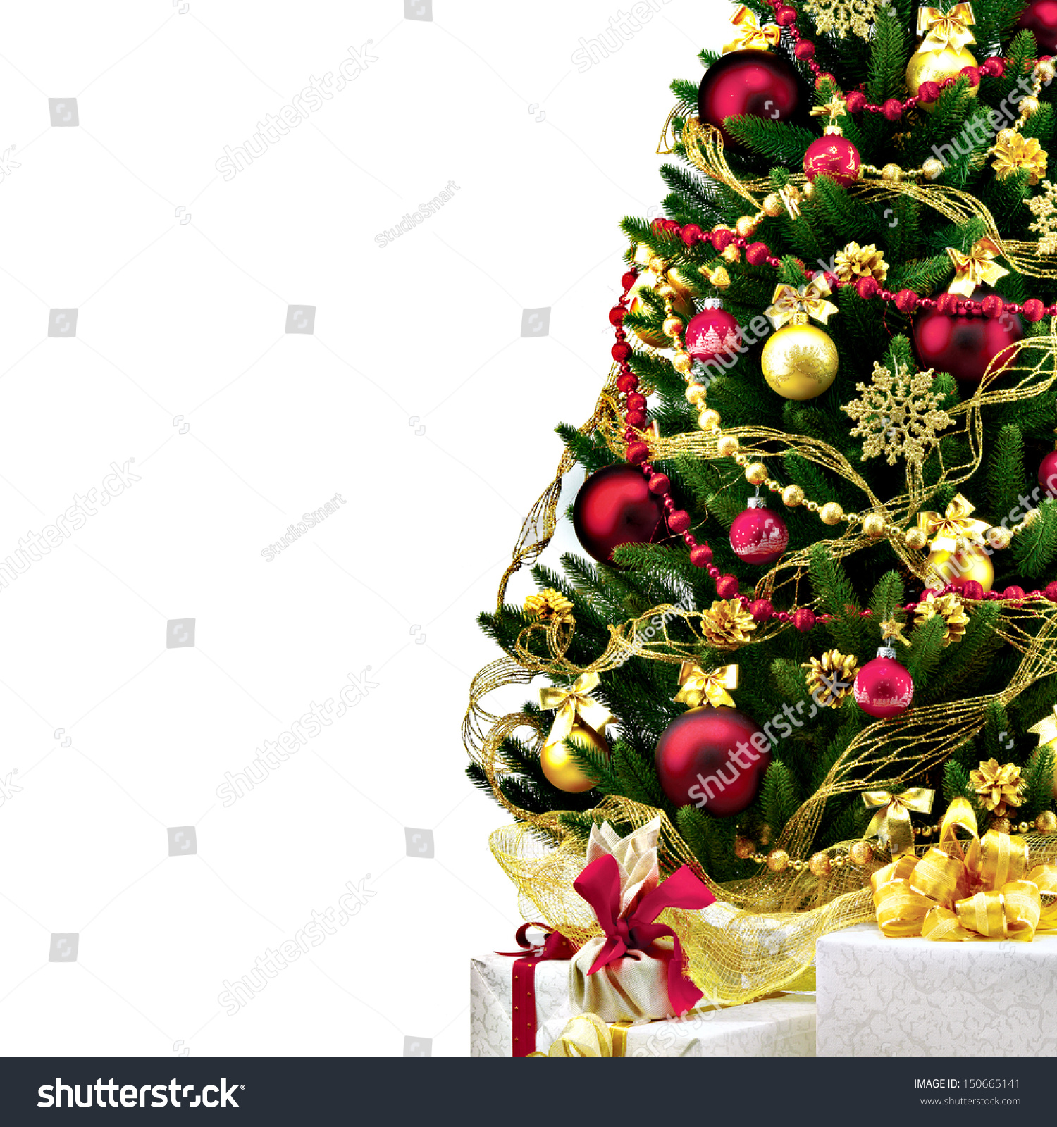 Decorated Christmas Tree On White Background Stock Photo 150665141 : Shutterstock