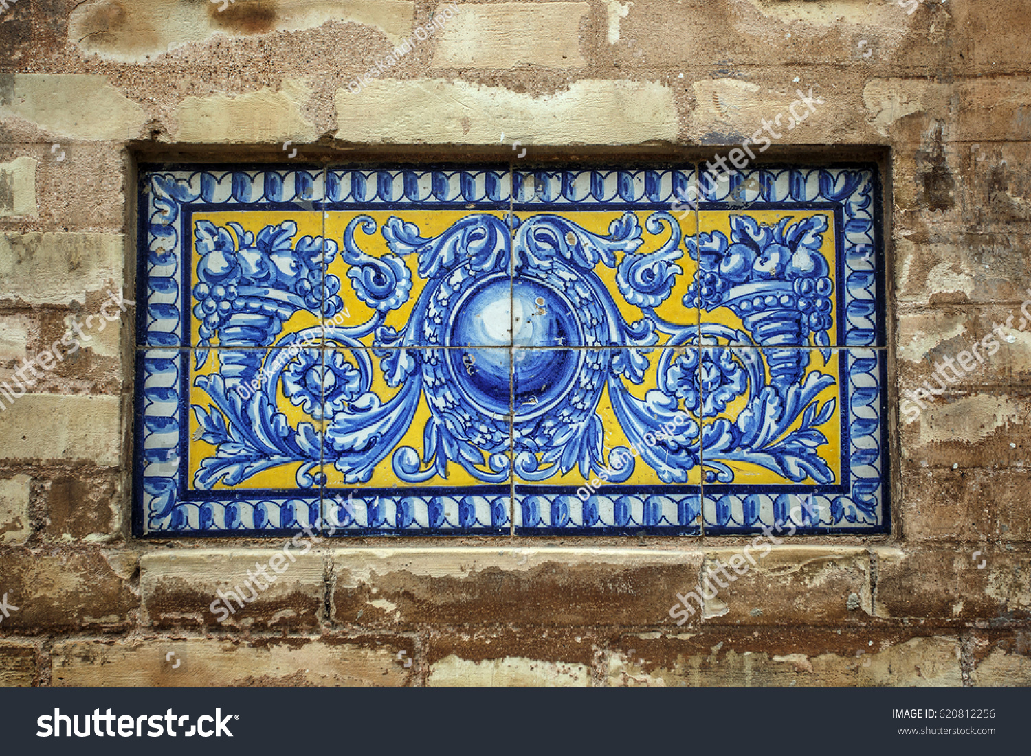 Decorative Aged Handpainted Tiles Decorate Walls Stock Photo Edit