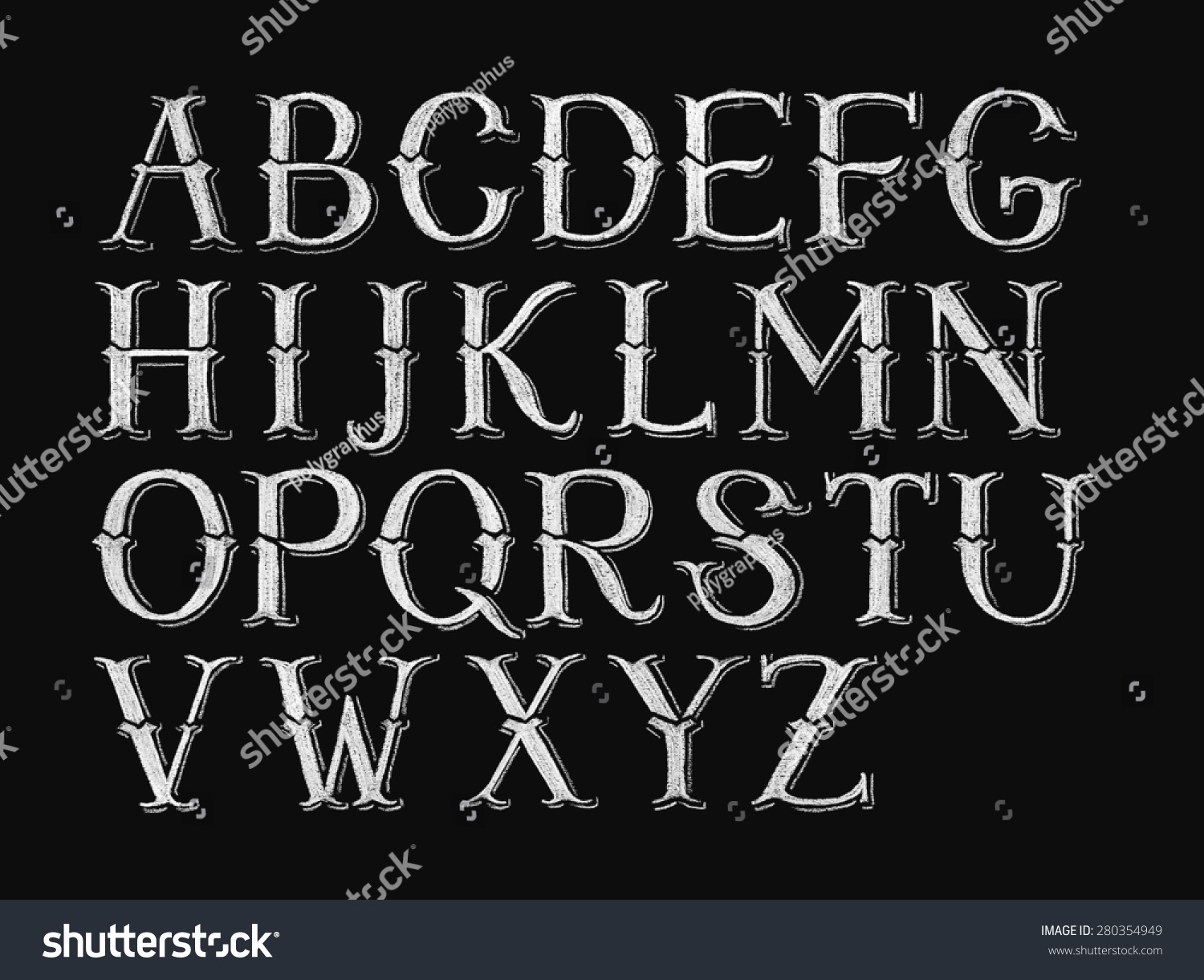 Decorative Capital Letters Handdrawn On Chalkboard Stock Illustration ...