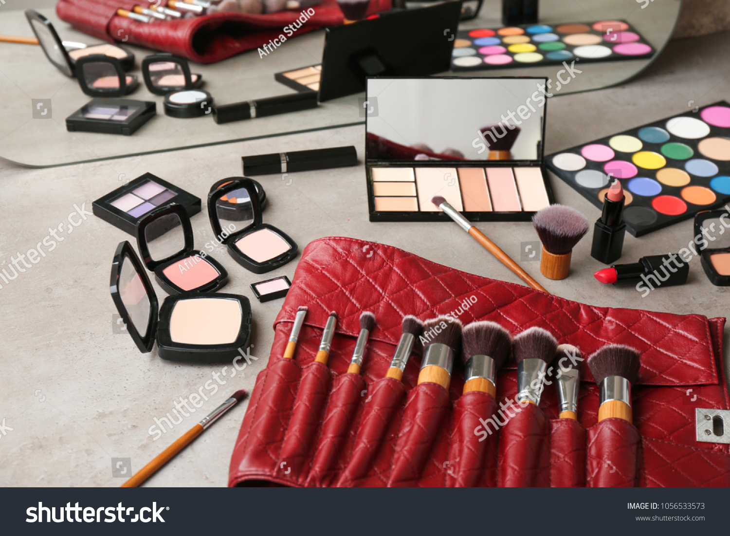 Decorative Cosmetics Brushes Professional Makeup Artist Stock