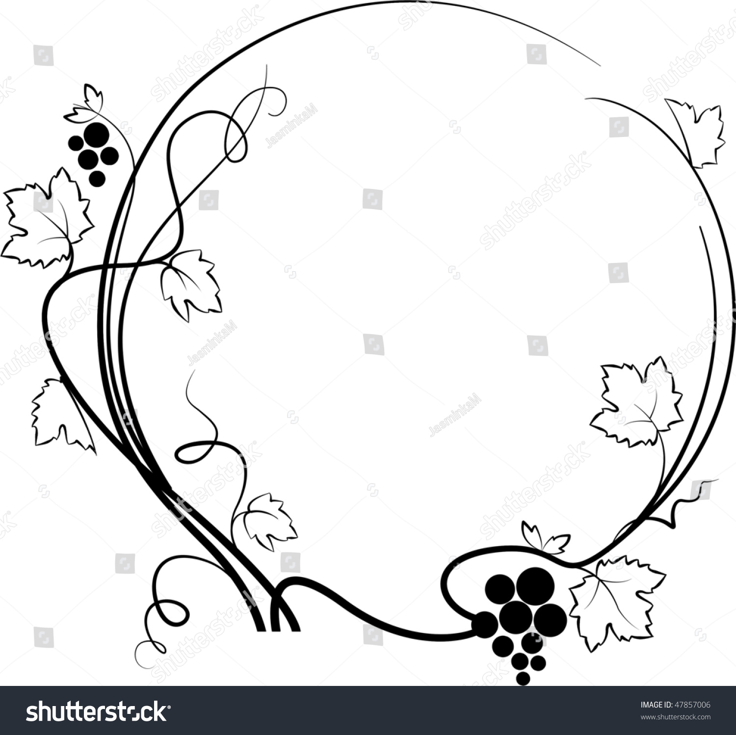 Decorative Grape Illustration Circle Composition Stock Illustration ...