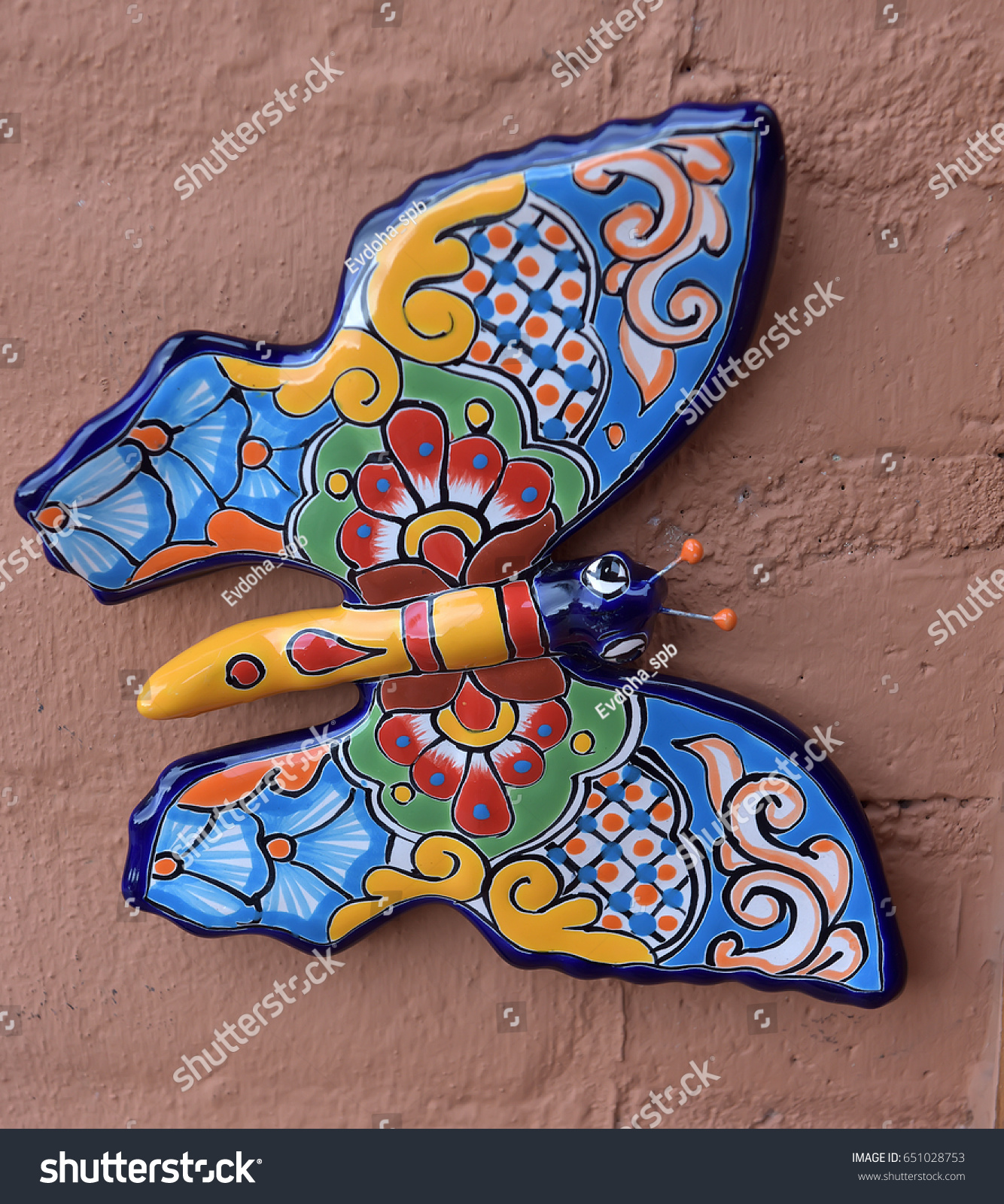 Decorative Mini Talavera Hand Painted Butterfly Stock Photo Edit Now 651028753