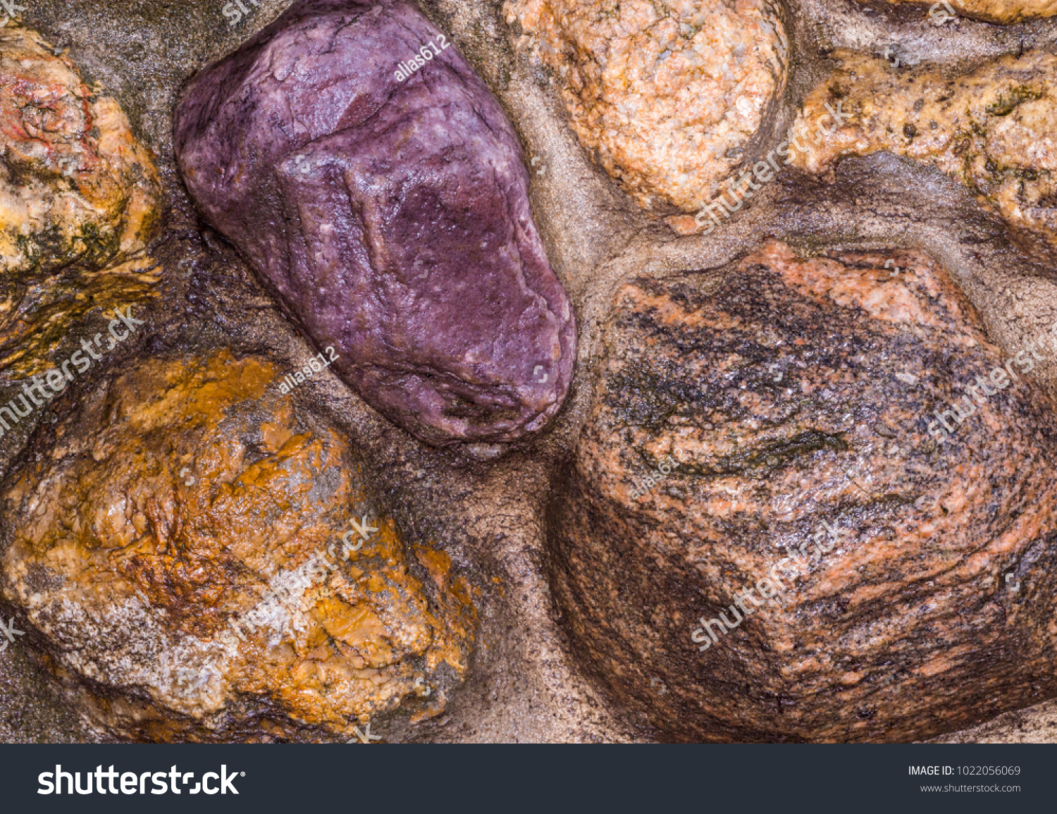 Decorative Wall Large Stones Concreted Stones Stock Photo Edit