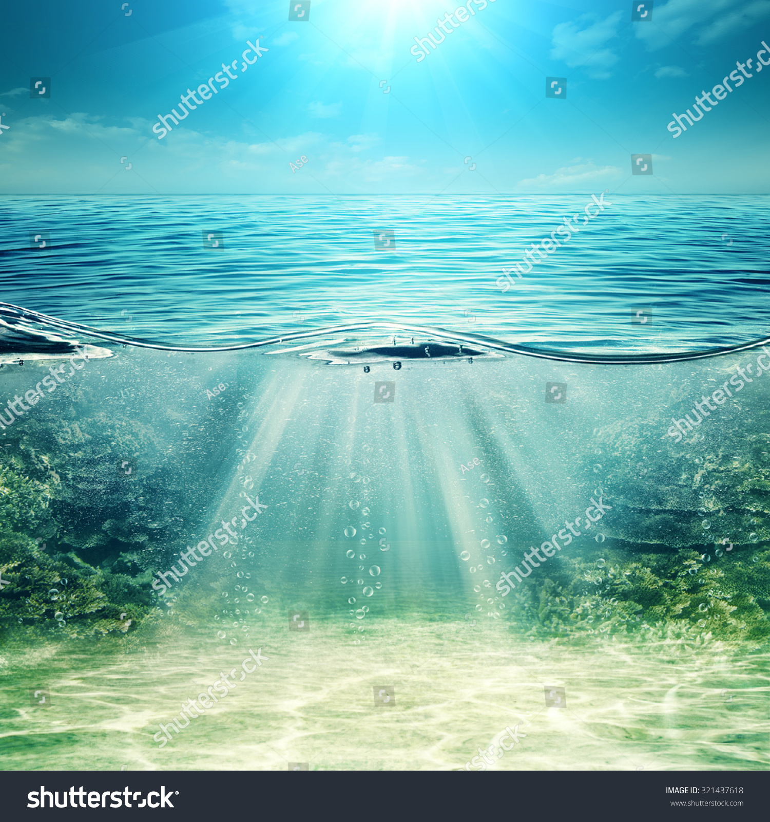 Deep Blue Ocean Abstract Underwater Backgrounds Stock