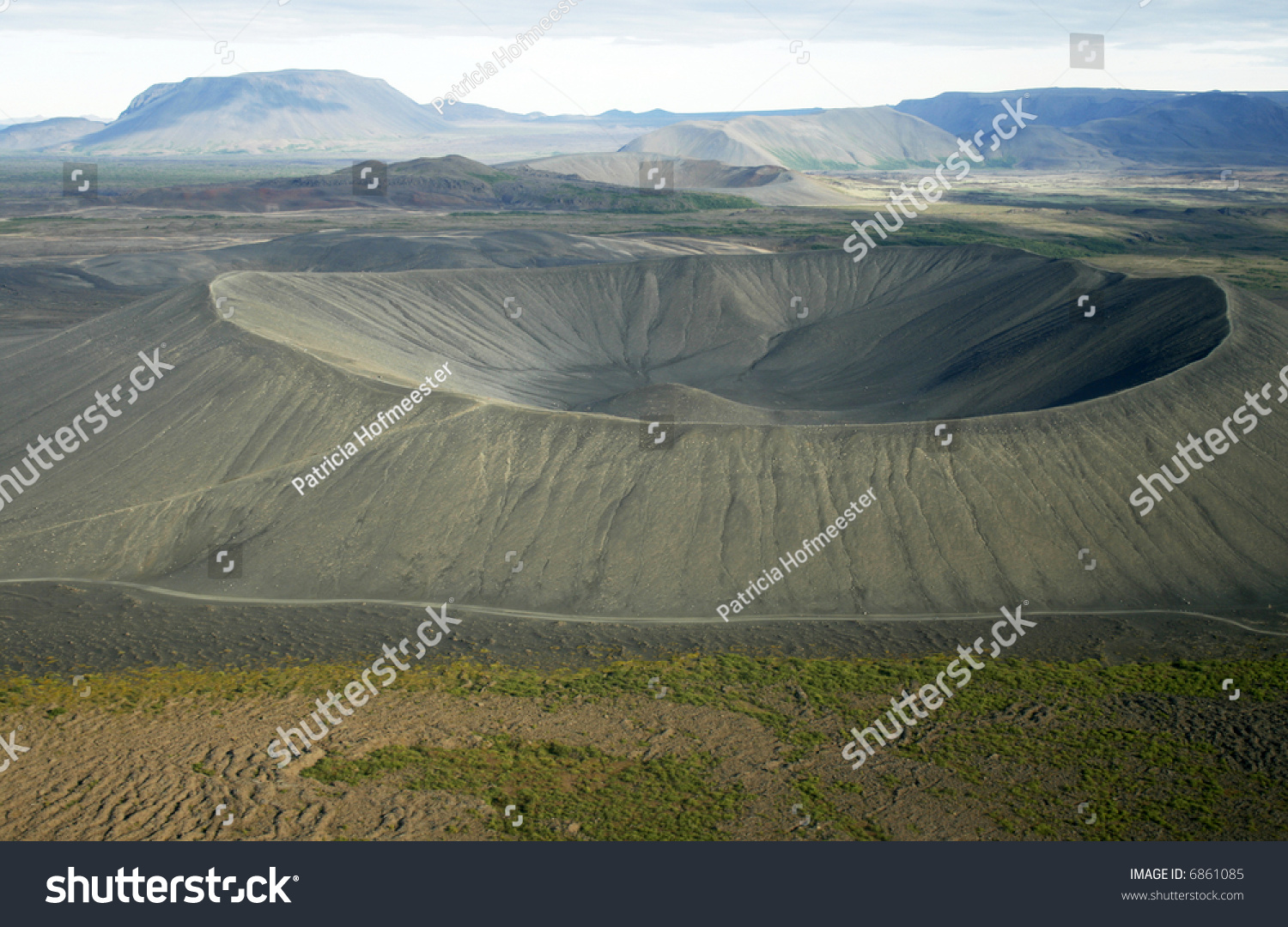 Deep Crater Seen From Helicopter With Other Craters In The Back. Myvatn ...