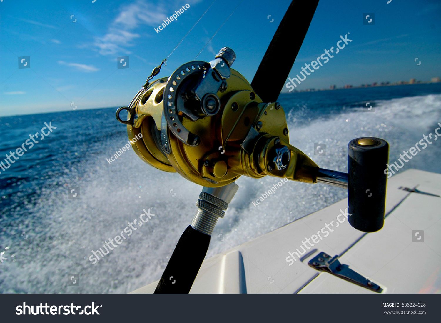 Deep Sea Fishing Rod Reel Boat Stock Photo Edit Now 608224028