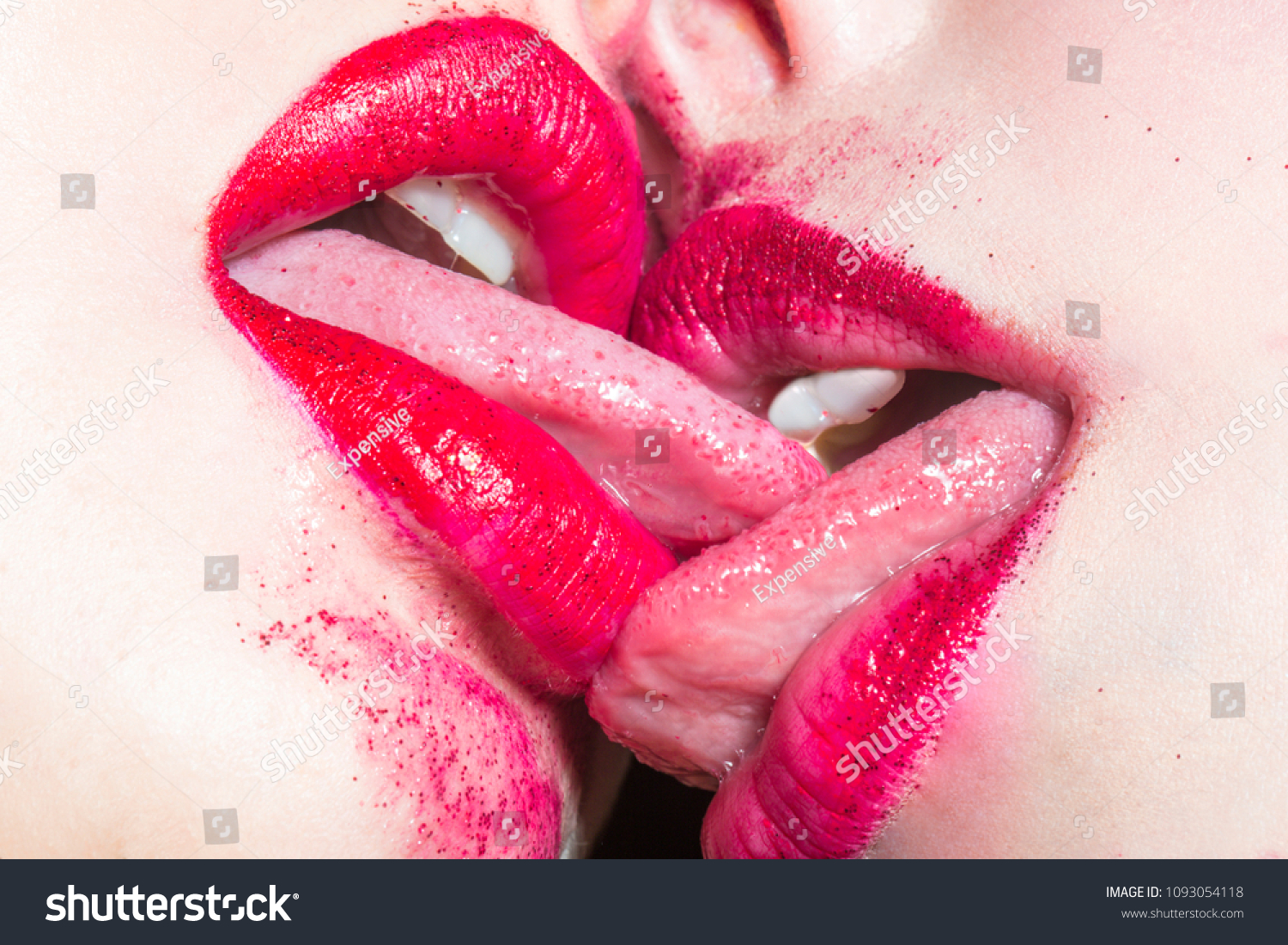 Lesbian tongue kiss