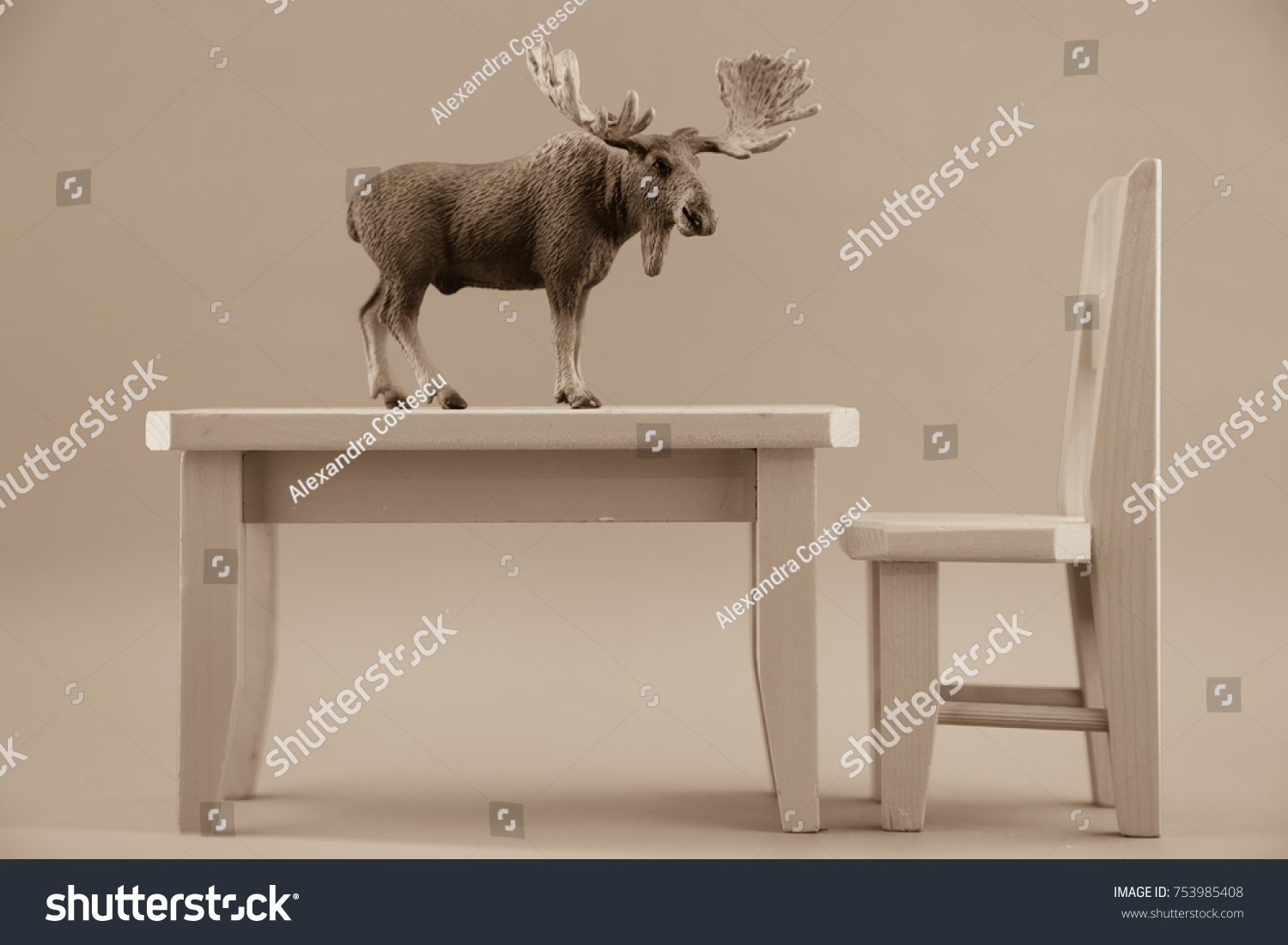 Deerfallow Deertoy Wooden Table Chairdeer On Stock Photo