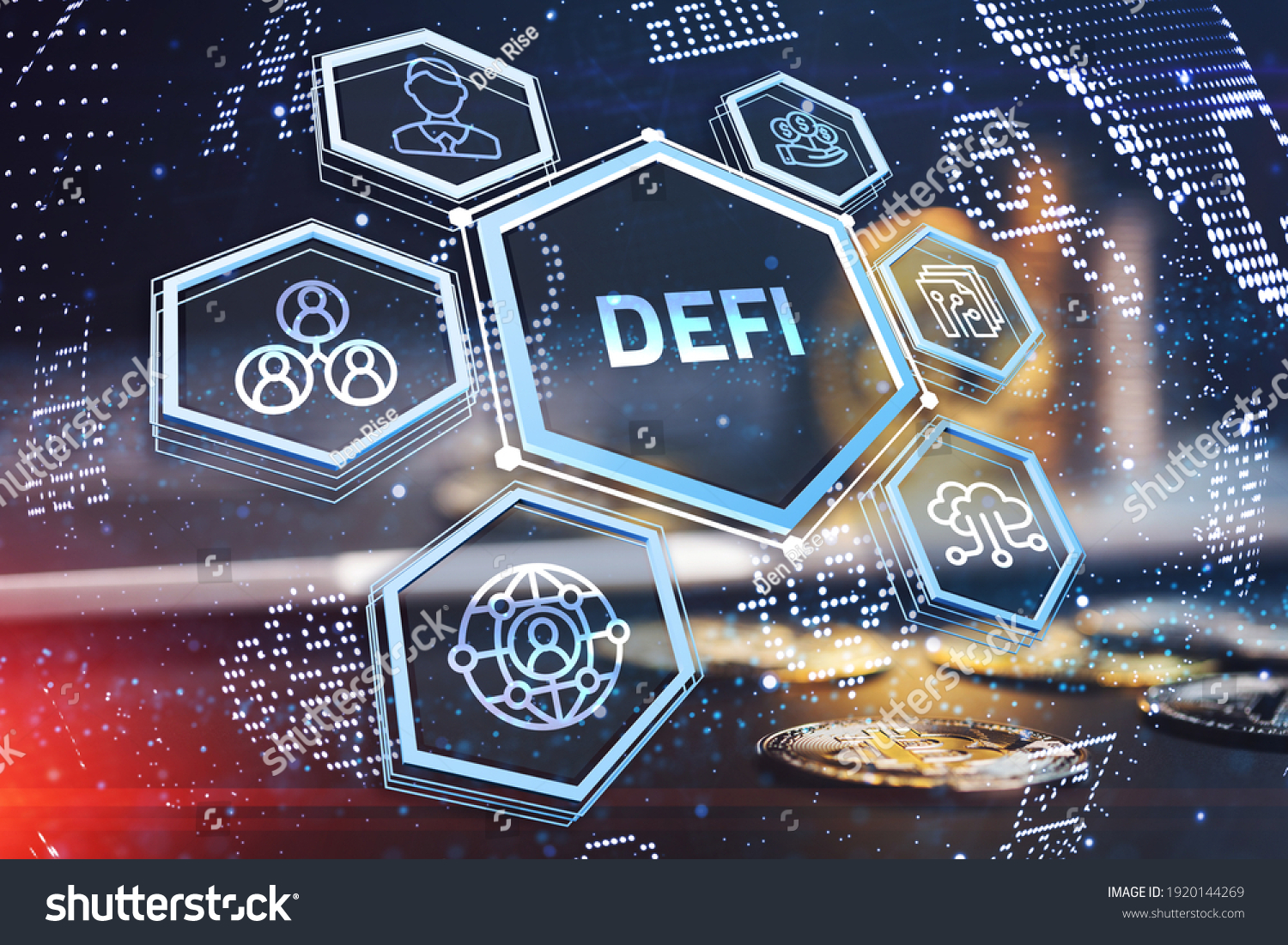 Defi Decentralized Finance On Dark Blue Stock Photo 1920144269 ...