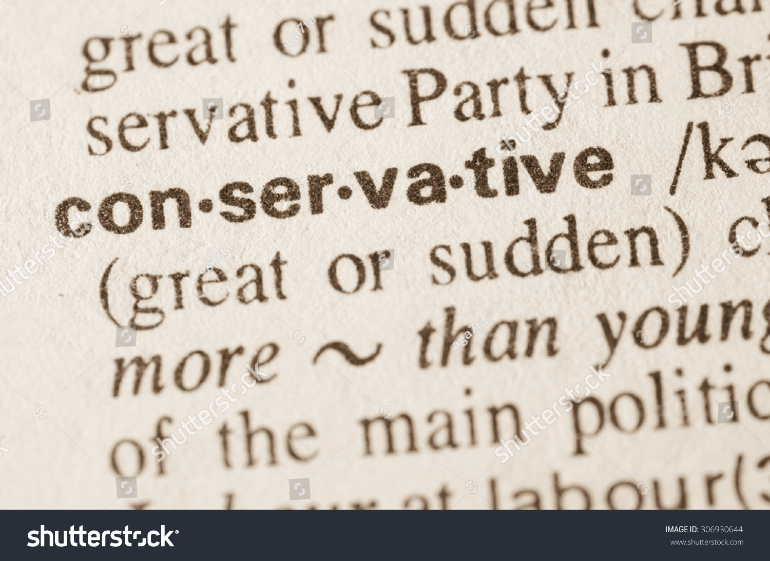 Definition Word Conservative Dictionary Stock Photo 306930644 ...