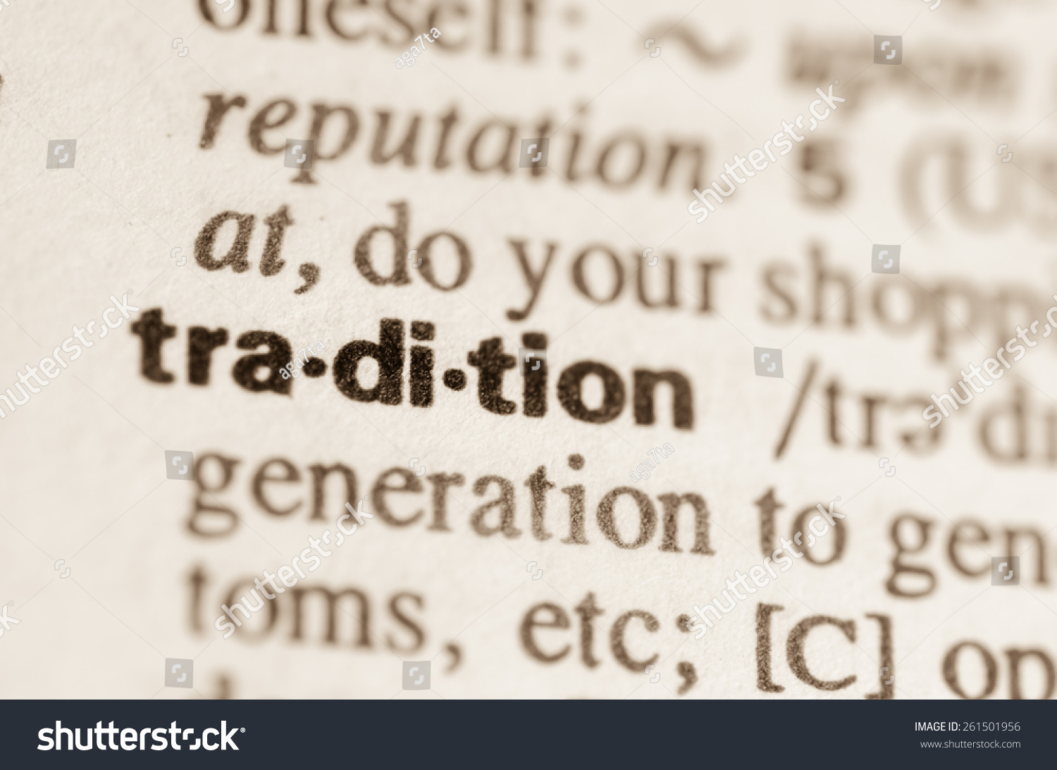 Definition Word Tradition Dictionary Stock Photo 261501956 | Shutterstock