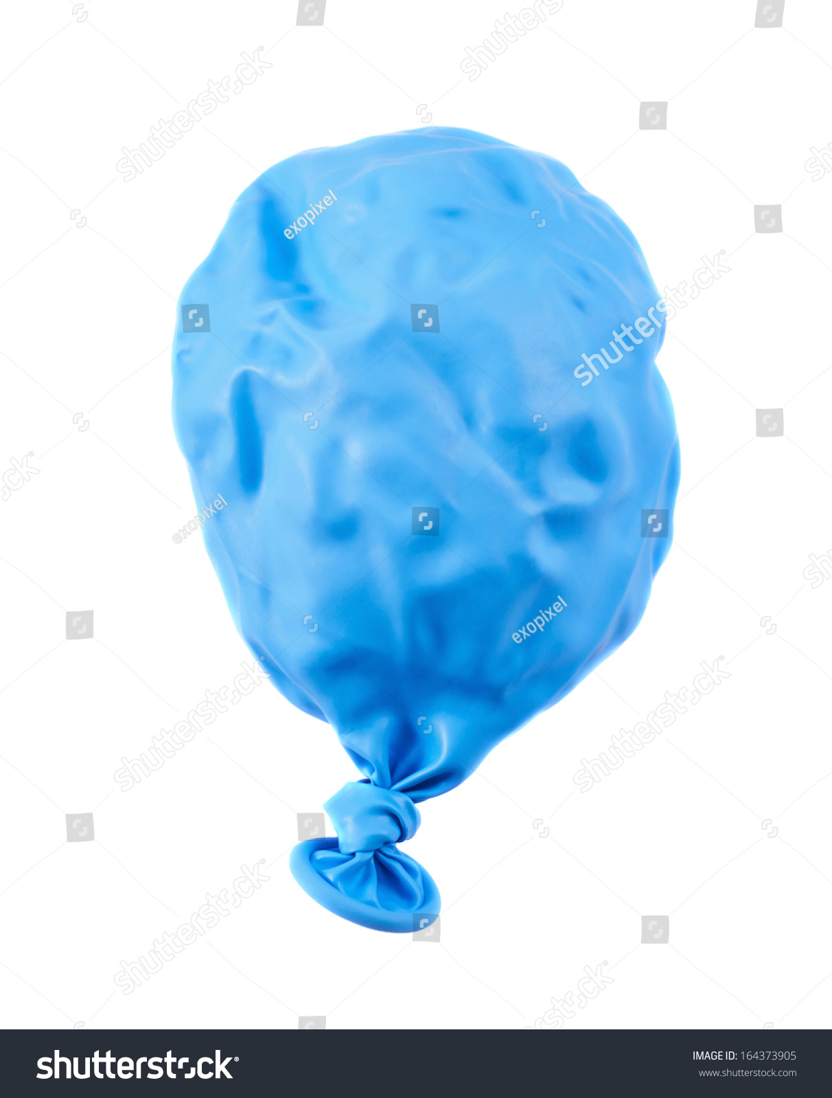 Deflated Blue Balloon Isolated Over White Background Stock Photo ...