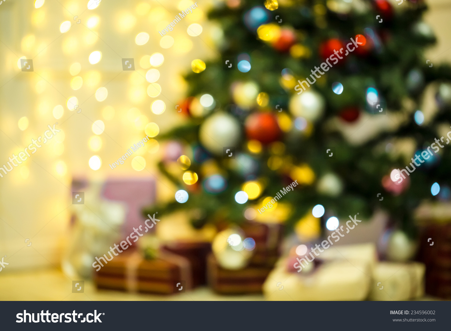 Defocused Background Living Room With Christmas Tree Stock Photo 234596002 : Shutterstock