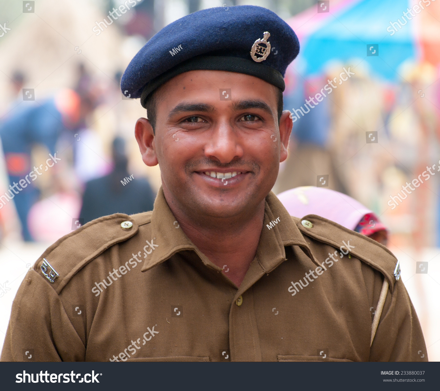 Delhi, India - February 4, 2012: Unidentified Smiling Policeman At ...