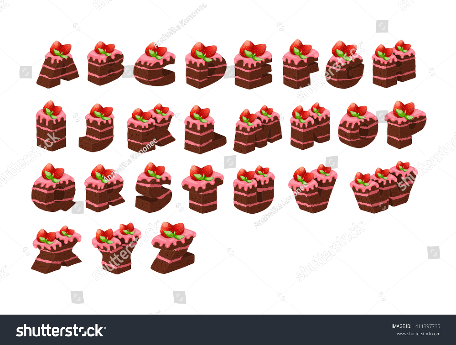 Delicious Alphabet Cake Illustration Design Decor Stock Illustration 1411397735